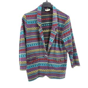 Vtg. GSL Tribal Print Blazer Jacket Womens Medium Pre-Owned Wool Blend Single
